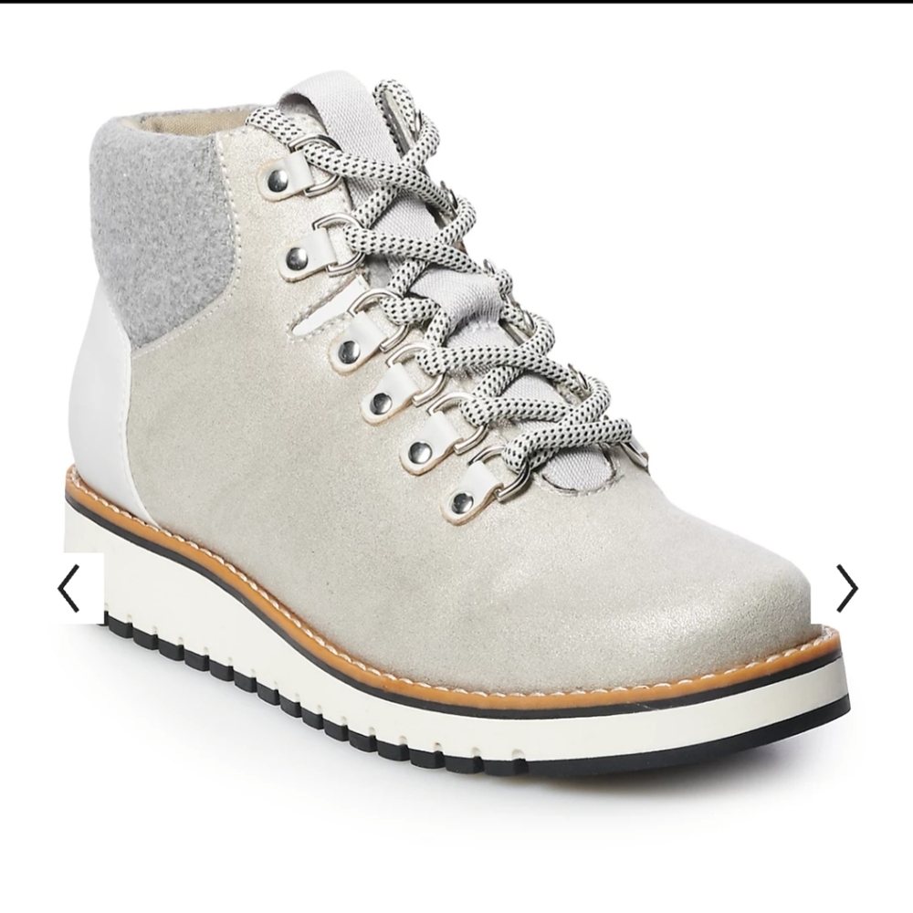 Cliff by white mountain gray silver ankle sneakers boots size 8.5